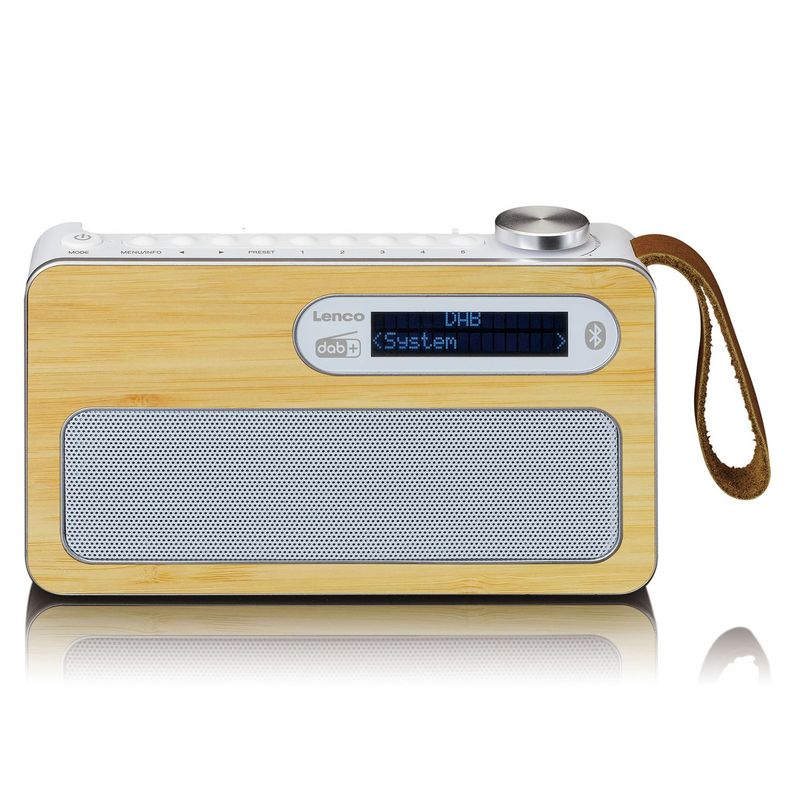 Radio-FM-portatile-DAB-Lenco-PDR-040-Bamboo-con-BT-bianca