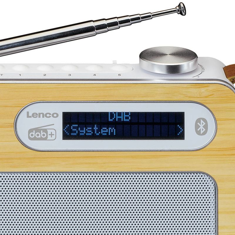 Radio-FM-portatile-DAB-Lenco-PDR-040-Bamboo-con-BT-bianca