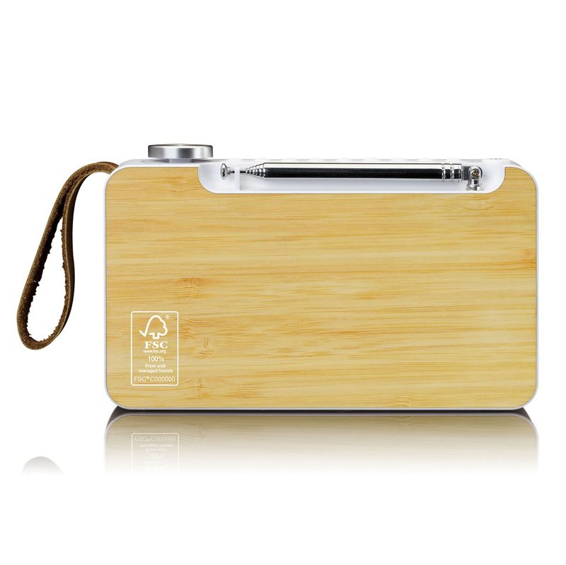 Radio-FM-portatile-DAB-Lenco-PDR-040-Bamboo-con-BT-bianca