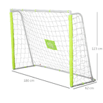 HOMCOM-Porta-da-Calcio-per-Adulti-e-Bambini-Rete-con-Bersaglio-Centrale-e-Pali-in-Tessuto-Giallo-186x62x123cm