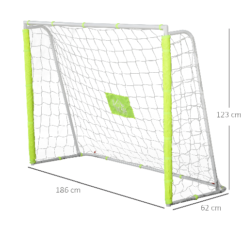 HOMCOM-Porta-da-Calcio-per-Adulti-e-Bambini-Rete-con-Bersaglio-Centrale-e-Pali-in-Tessuto-Giallo-186x62x123cm