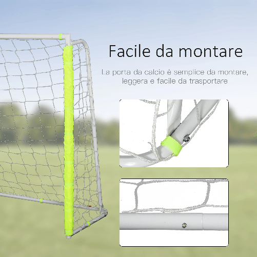 HOMCOM-Porta-da-Calcio-per-Adulti-e-Bambini-Rete-con-Bersaglio-Centrale-e-Pali-in-Tessuto-Giallo-186x62x123cm