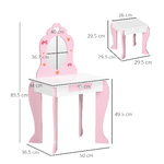 ZONEKIZ-Set-Tavolo-Trucco-con-Sgabello-Specchio-e-Cassetto-in-MDF-per-Bimbi-3-6-Anni-Bianco-e-Rosa