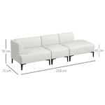HOMCOM-Divano-Moderno-Modulabile-a-3-Sezioni-in-Tessuto-con-Gambe-in-Acciaio-250x75x70cm-Crema