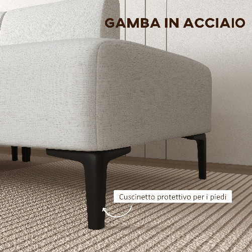 HOMCOM-Divano-Moderno-Modulabile-a-3-Sezioni-in-Tessuto-con-Gambe-in-Acciaio-250x75x70cm-Crema