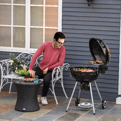 Outsunny-Barbecue-a-Carbonella-con-Coperchio-e-Termometro-Doppia-Griglia-in-Metallo-Nero