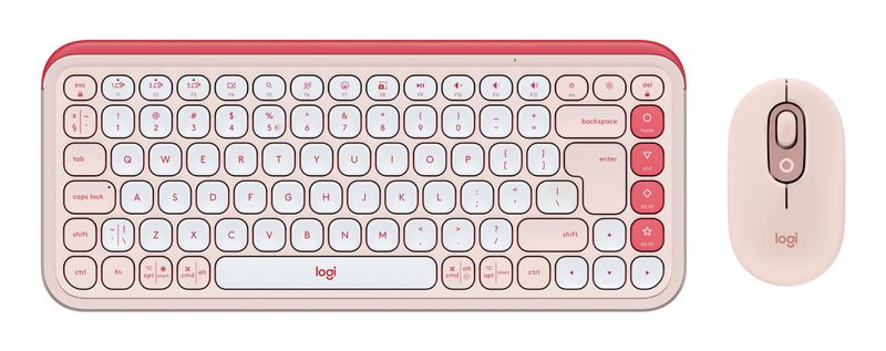 Logitech-POP-Icon-Combo-tastiera-Mouse-incluso-Universale-Bluetooth-QWERTY-US-International-Rosa-Bianco