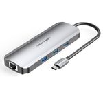 Vention TOKHB replicatore di porte e docking station per laptop Cablato USB 3.2 Gen 1 (3.1 Gen 1) Type-C Argento