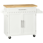 HOMCOM Carrello da Cucina con Cassetto, Portaspezie, Armadietto e 4 Ruote, 109x40x89cm, Bianco