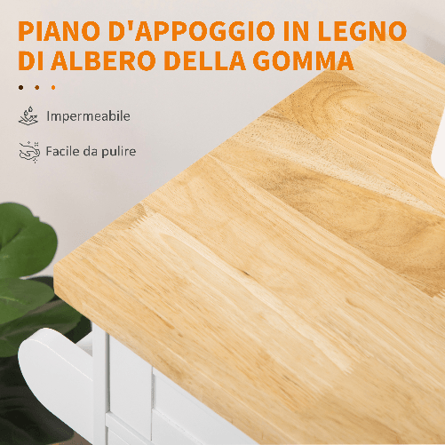 HOMCOM-Carrello-da-Cucina-con-Cassetto-Portaspezie-Armadietto-e-4-Ruote-109x40x89cm-Bianco