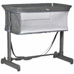 HOMCOM Culla Fianco Letto con Altezza Regolabile, Lettino Co-Sleeping Pieghevole con Tessuto a Rete e Borsa di Trasporto, 86x50x83cm, Grigio