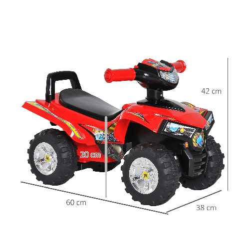 HOMCOM-Quad-Giocattolo-per-Bambini-con-4-Ruote-Clacson-Musica-Luci-60-×-38-×-42cm-in-PP-Rosso