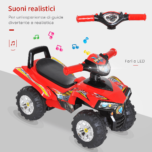 HOMCOM-Quad-Giocattolo-per-Bambini-con-4-Ruote-Clacson-Musica-Luci-60-×-38-×-42cm-in-PP-Rosso