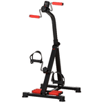 HOMCOM Pedaliera per Braccia e Gambe da Divano e Poltrona con Schermo LCD, Altezza e Resistenza Regolabile, in Acciaio, 56x44-56x75-97cm, Nera e Rossa