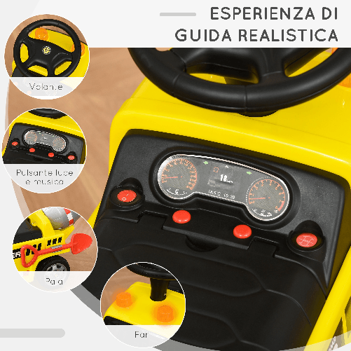 HOMCOM-Macchina-per-Bambini-Cavalcabile-Eta-18-36-Mesi---Giallo