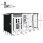 PawHut-Pollaio-per-Galline-Ovaiole-da-Esterno-con-Tetto-Impermeabile-e-Zona-di-Corsa-Nidificazione-in-Legno-160x75x80-cm-Grigio-e-Bianco