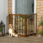 PawHut-Cancellino-per-Cani-Pieghevole-a-3-Pannelli-con-Piedini-Antiscivolo-per-Corridoi-Scale-e-Stanze-in-Legno-di-Pino-181x35x76-cm-Marrone-Scuro