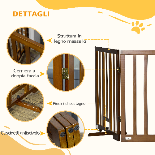 PawHut-Cancellino-per-Cani-Pieghevole-a-3-Pannelli-con-Piedini-Antiscivolo-per-Corridoi-Scale-e-Stanze-in-Legno-di-Pino-181x35x76-cm-Marrone-Scuro