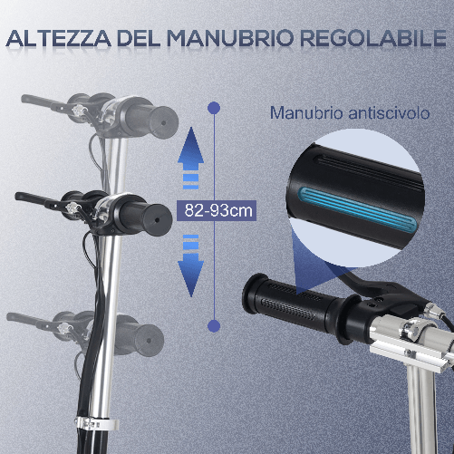 HOMCOM-Monopattino-Elettrico-Pieghevole-Altezza-Regolabile-82-93cm-con-Freno-velocita-12km-h---Nero