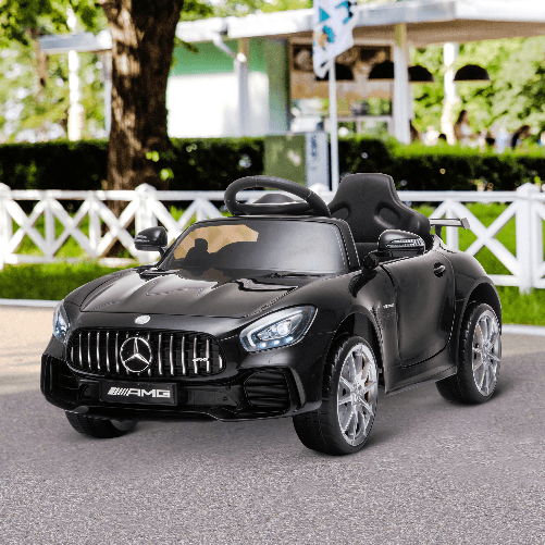 HOMCOM-Macchinina-per-Bambini-Elettrica-12V-con-Licenza-Mercedes-AMG-GTR-Velocita-3-5km-h-Telecomando-Luci-e-Suoni-Nera