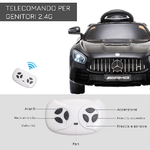 HOMCOM-Macchinina-per-Bambini-Elettrica-12V-con-Licenza-Mercedes-AMG-GTR-Velocita-3-5km-h-Telecomando-Luci-e-Suoni-Nera