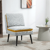 HOMCOM-Poltroncina-di-Design-Imbottita-con-Gambe-in-Acciaio-e-Tessuto-Grigio-e-Giallo-58x75x85cm