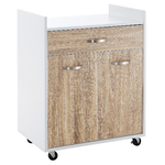 HOMCOM Carrello da Cucina Portavivande per Microonde con 4 Ruote, in Legno, 60x40x77cm - Rovere