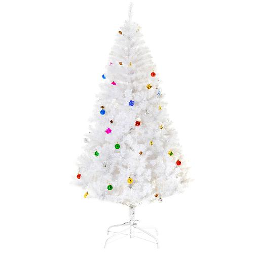 HomCom-Albero-di-Natale-180cm-con-930-Rami-Addobbato-Bianco