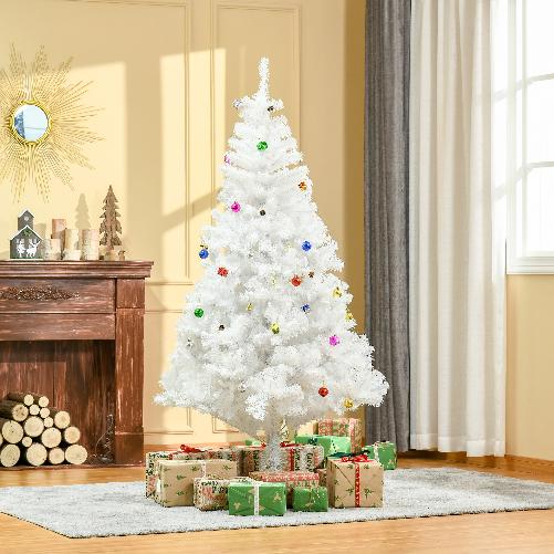 HomCom-Albero-di-Natale-180cm-con-930-Rami-Addobbato-Bianco