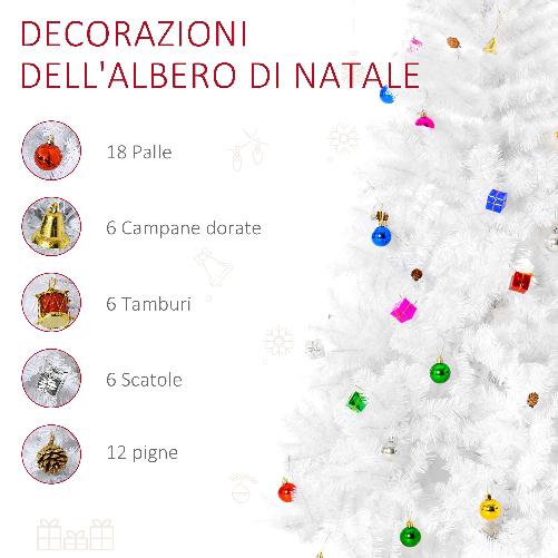 HomCom-Albero-di-Natale-180cm-con-930-Rami-Addobbato-Bianco