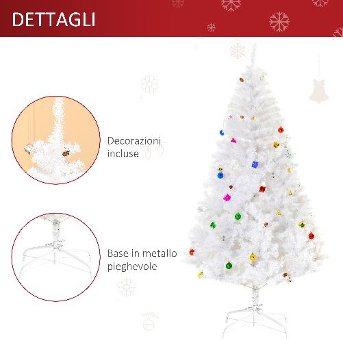 HomCom-Albero-di-Natale-180cm-con-930-Rami-Addobbato-Bianco