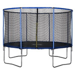 HOMCOM Tappeto Elastico per Bambini e Adulti con Rete e Bordo Imbottito, Giochi da Giardino e Casa Φ366x269cm Blu e Nero