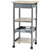 HOMCOM-Carrello-da-Cucina-Portavivande-con-Cassetto-2-Ripiani-e-Vassoio-Estraibile-37x37x76cm-Grigio