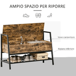 HOMCOM-Mobile-Scarpiera-con-Vano-contenitore-legno-e-Metallo---Marrone