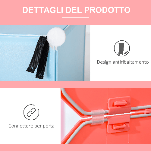 HOMCOM-Mobile-Scarpiera-Modulare-Salvaspazio-a-Fungo-16-Cubi-in-Acciaio-e-PP-145x47x145-cm-Rosa-e-Blu