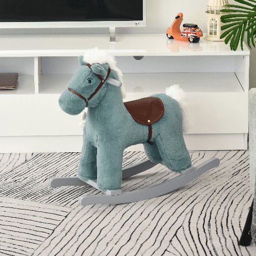 HOMCOM-Cavallo-a-Dondolo-in-Peluche-e-Legno-con-Suoni-e-Orsetto-Incluso-per-Bimbi-da-18-36-Mesi-65x26x55cm-Blu