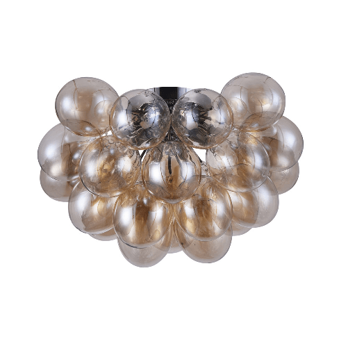 Plafoniera-Contemporanea-Baldo-Metallo-Nichel-8-Luci-Diffusori-Cognac