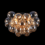 Plafoniera-Contemporanea-Baldo-Metallo-Nichel-8-Luci-Diffusori-Cognac