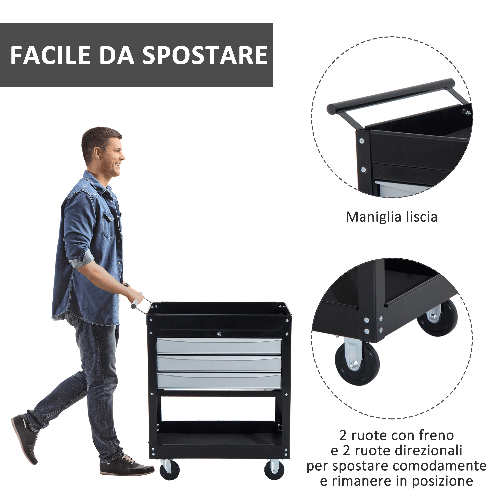 HOMCOM-Carrello-da-Officina-Professionale-Cassettiera-Portautensili-in-Lamiera-Nero-68-x-46-x-88cm