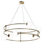 Lampadario-Minimal-Balance-In-Metallo-Oro-6-Luci-E-Diffusori-Sferici-Bianchi