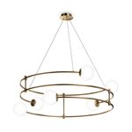 Lampadario-Minimal-Balance-In-Metallo-Oro-6-Luci-E-Diffusori-Sferici-Bianchi