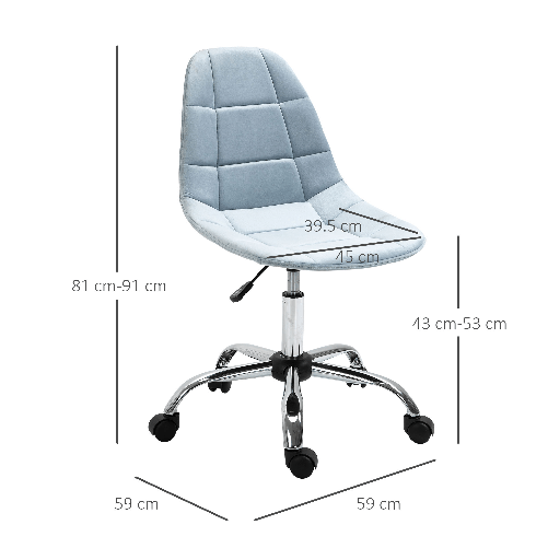 Vinsetto-Sedia-da-Ufficio-Ergonomico-Sedia-Girevole-Scrivania-Regolabile-Senza-Braccioli-Azzurro-59x59x81-91cm