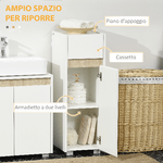 kleankin-Mobiletto-Bagno-con-Cassetto-e-Armadietto-con-Mensola-Regolabile-in-Legno-30x33x88cm-Bianco