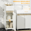 kleankin-Mobiletto-Bagno-con-Cassetto-e-Armadietto-con-Mensola-Regolabile-in-Legno-30x33x88cm-Bianco