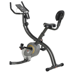 HOMCOM Cyclette Pieghevole Resistenza Regolabile su 16 Livelli, Bici da Spinning con Elastici per Braccia e Schermo LCD