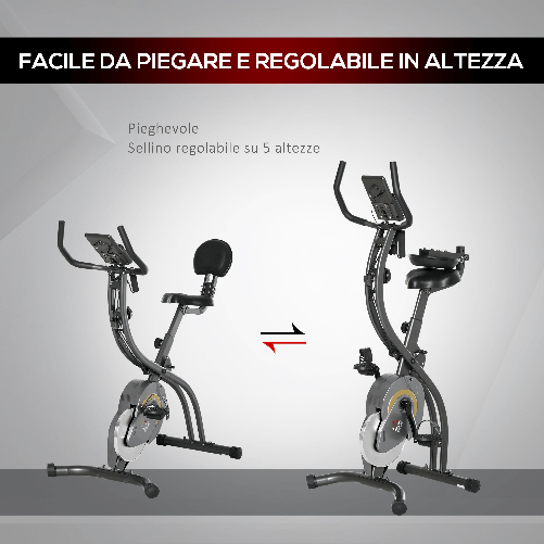 HOMCOM-Cyclette-Pieghevole-Resistenza-Regolabile-su-16-Livelli-Bici-da-Spinning-con-Elastici-per-Braccia-e-Schermo-LCD-Volano-6kg-113x65x120cm-Nero-Grigio