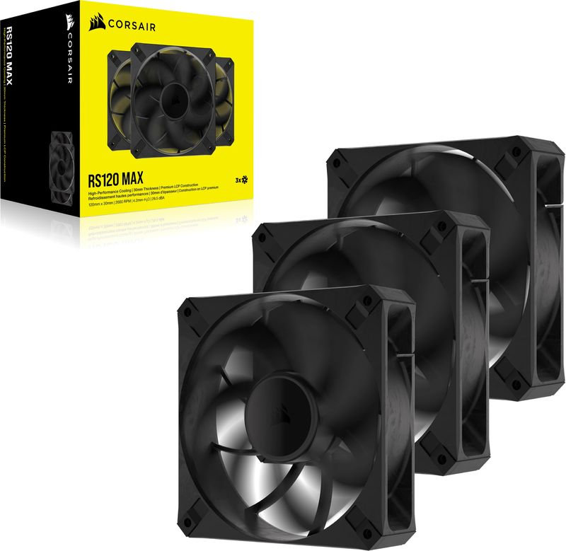 Corsair-RS120-MAX-12cm-PWM-Thick-Case-Fans-x3-30mm-Thick-Magnetic-Dome-Bearing-2000-RPM-Liquid-Crystal-Polymer-Construct