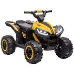 HOMCOM Quad Elettrico per Bambini 12V, 2 Velocità, Ruote Larghe con Sospensioni e Fari LED, Età 3-5 Anni, Giallo