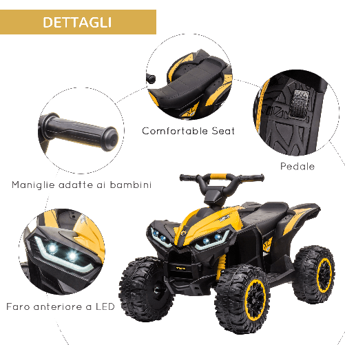 HOMCOM-Quad-Elettrico-per-Bambini-12V-2-Velocita-Ruote-Larghe-con-Sospensioni-e-Fari-LED-Eta-3-5-Anni-Giallo