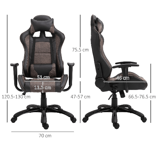 Vinsetto-Poltrona-da-gaming-e-ufficio-con-Schienale-Alto-Ergonomico-Marrone-e-Nero